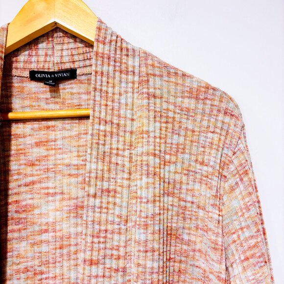OLIVIA & VIVIAN Long Open Front Multicolor Cardigan Sweater | Medium * - Picture 4 of 8
